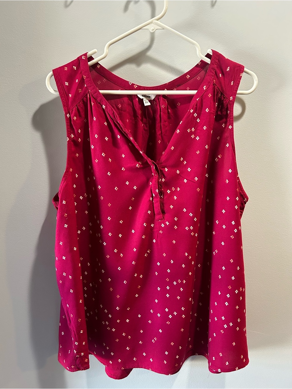 Women’s Sleeveless Red Printed Blouse